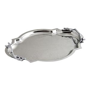 سینی پذیرایی مدل بیضی گوشه دار بزرگ استیل براق کد SS-80085