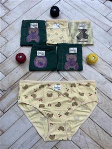 شورت نخ پنبه تم تدی سبز کرم مارک تی بی تی ( بسته ۱۲ تایی )
