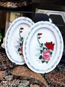 دو عدد سینی لعابی قدیمی