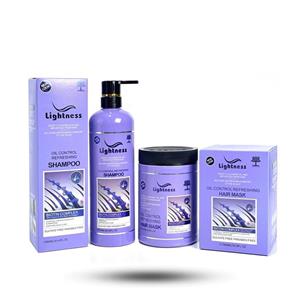 پک شامپو و ماسک مو کنترل چربی و ضد شوره لایتنس بدون سولفات مدل Biotin Complex