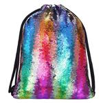 Alritz Mermaid Sequin Drawstring Bags, Reversible Flip Sequins Backpacks Magic Tote Glittering Shoulder Bags for Girls Kids Women