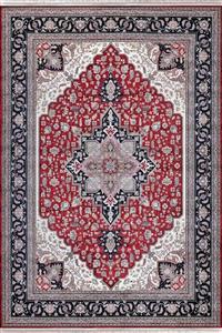 فرش بهشتی 1200 شانه دستبافگونه کلکسیون هرمز کد 2534 زمینه لاکی (برجسته)
