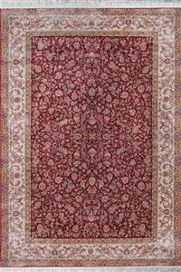 فرش بهشتی 1200 شانه ابریشمی کلکسیون ماهور کد 5507 زمینه لاکی (برجسته)