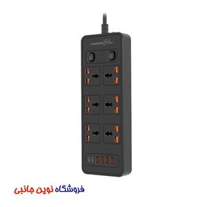 چندراهی برق هوشمند و شارژر پرودو Porodo Blue 6 AC - Dual Switch Power Strip PB-FWCH033-BK