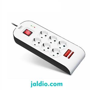 محافظ شش خانه ارت دار با کلید و کابل 3 متری پارت الکتریک