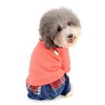 Zunea Dog Sweater Jumpsuit Puppy Clothes for Small Dog Girls Boys Winter Warm Outfits Soft Pet Overall Pant Apparel Plaid Shirt Collar