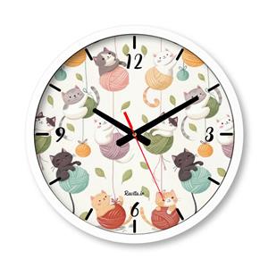ساعت دیواری بزرگ راویتا طرح گربه ها و کاموا - Cats and Yarn کد 3675