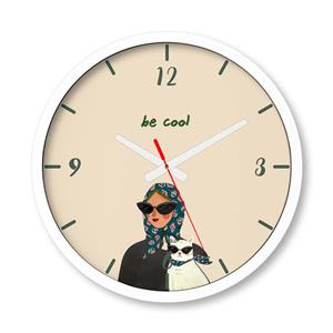 ساعت دیواری بزرگ راویتا طرح دختر و گربه - be cool کد 3679