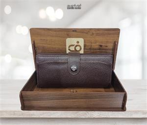 کیف پالتویی دکمه دار چرم طبیعی زنانه