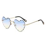 Heart Sunglasses Rimless Thin Metal Frame Heart Shaped Sun Glasses Cute Eyewear UV400 for Women