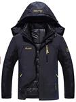 YXP Men's Double Layer Jacket Waterproof Puff Liner Winter Cotton Coat Black