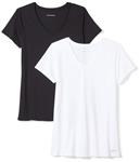 Amazon Essentials Women's 2-Pack Tech Stretch Short-Sleeve V-Neck T-Shirt