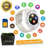 Smart Watch SN08 Smart Watches Round with Touch Screen Camera SIM Card Slot Sport Fitness Tracker Smartwatch Compatible with Android Phones Samsung Huawei Xiaomi Sony iPhone Women Men Kids (White)
