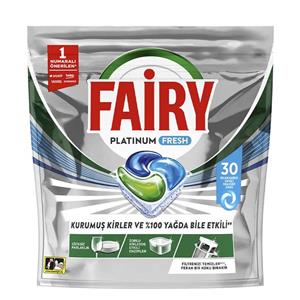 قرص ماشین ظرفشویی فیری مدل PLATINUM FRESH بسته 30 عددی