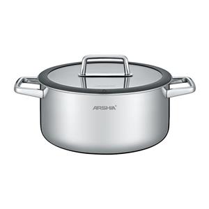 قابلمه استیل کف لیزری عرشیا مدل Basic Stainless Steel Casserole With Lid