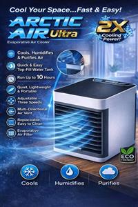 مینی کولر آبی قابل حمل ARCTIC AIR Ultra - خنک کننده مه پاش ماشین و رومیزی با فناوری Hydro-Chill، ۳ سرعت باد و چراغ شب