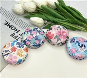 آینه جیبی دوطرفه دایره ای طرح گلدار7cm