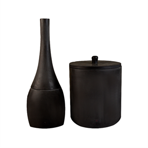 ست سطل و فرچه سنگی سرویس بهداشتی AXOR (آکسور) مدل دبورا رنگ ذغالی (bsetsczg02)
