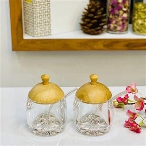 مرباخوری اکرلیک درب بامبو گرد کوچک شنگیا