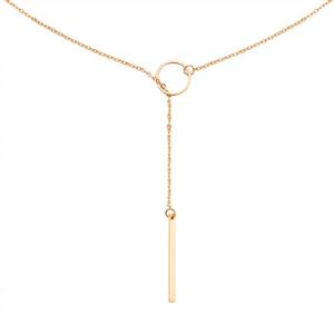 Zealmer Metal Ring Stick Bar Pendant Necklace Charming Sequin Thin Chain for Girls Women 