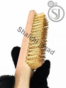 فرچه سیمی برنجی 6 رج دسته چوبی