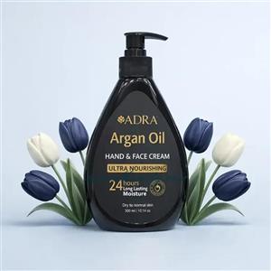 کرم مرطوب‌کننده دست و صورت پمپی آدرا حاوی روغن آرگان