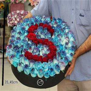 باکس گل رز قرمز و آبی با حرف S