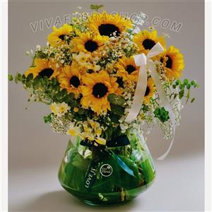 جار گل رویای سبز و زرد