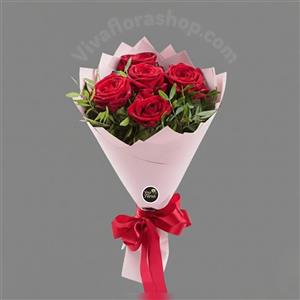 دسته گل رز 5 شاخه