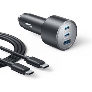 شارژر فندکی 167.5 وات انکر همراه با کابل تایپ سی Anker B2737 USB-C Car Charger 167.5W Compact 3-Port