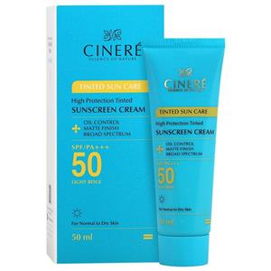 کرم ضد آفتاب رنگی SPF50 سینره مناسب پوست نرمال تا خشک