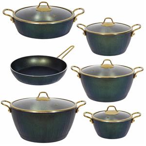 سرویس قابلمه 11 پارچه گرانیتی فورج مدل Viola ( دسته و درب طلایی )