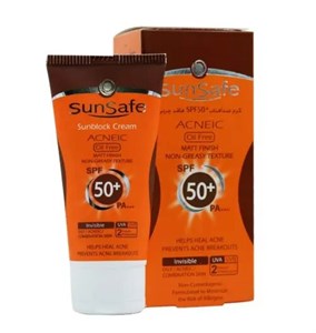 کرم ضد آفتاب SPF 50 فاقد چربی بی رنگ پوست های چرب و آکنه ای سان سیف 50 گرم