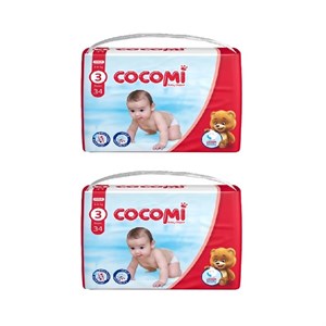 پوشک کودک کوکومی مدل اکو سایز 3 دو بسته 34 عددی