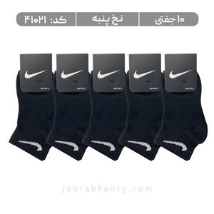 جوراب بچگانه مچی طرحدار (10 جفتی) پنبه، سایز 3 تا 12 سال، طرح نایک مشکی