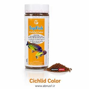 غذا ماهی آکواریوم CICHLID COLOR برند TOP FISH حجم 400ML