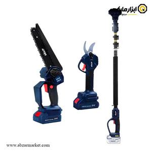 کیت اره زنجیری و قیچی باغبانی شارژی اکتیو 21 ولت دسته تلسکوپی مدل AC-3219BL