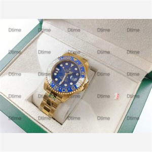 ساعت مچی مردانه رولکس مدل GMT طلایی صفحه آبی 