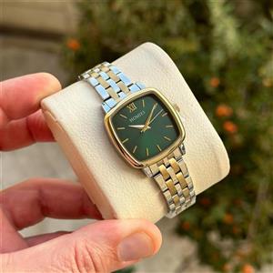 ساعت زنانه هومیس مربع دو رنگ طلایی سبز  HOMIES HM21251s01