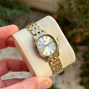 ساعت زنانه هومیس بیضی طلایی صفحه نقره ای  HOMIES HM23384s01-2