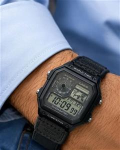 ساعت مردانه Casio World time بند برزنتی
