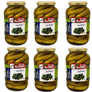 خیارشور سرکه‌ای، نمکی انتخاب - 1500 گرم بسته 6 عددی