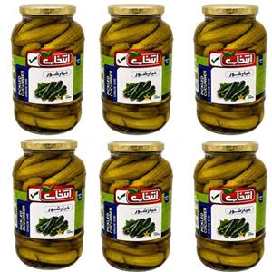خیارشور سرکه‌ای، نمکی انتخاب - 1500 گرم بسته 6 عددی