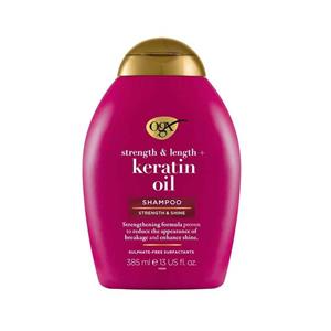 شامپو بدون سولفات روغن کراتین (کراتین اویل) او جی ایکس OGX مدل strength length - حجم 385 میلی لیتر