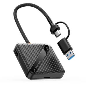 کارت‌خوان و کیس نگهدارنده کارت حافظه مجنتیک مدل ADS-319 با USB-C / USB 3.0 سرعت 5Gbps