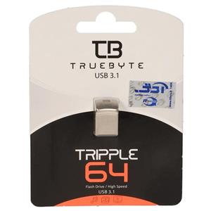 TRUEBYTE TRIPPLE USB3.1 Flash Memory-64GB (گارانتی مادام العمر شرکت آی تین) نقره ای