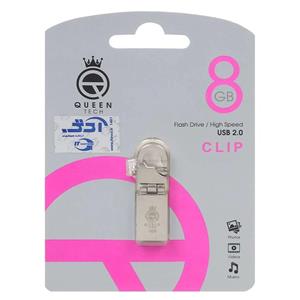 Queen CLIP USB2.0 Flash Memory-8GB نقره ای (گارانتی مادام العمر شرکت آی تین)
