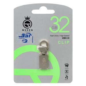 Queen CLIP USB2.0 Flash Memory-32GB نقره ای (گارانتی مادام العمر شرکت آی تین)
