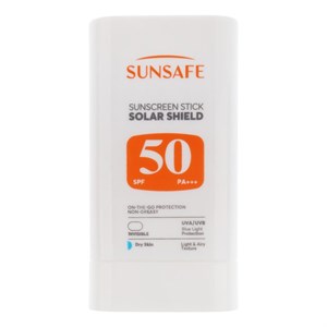 استیک ضد آفتاب بی‌رنگ صورت و بدن سان سیف SPF 50 مدل Solar Shield ‌محافظ در برابر اشعه UVA و UVB مناسب برای پوست خشک حجم 19 میلی‌لیتر