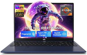 لپ تاپ گیمینگ 15.6 اینچی IPS FHD نیمو، Ryzen 7 8745HS، رم 64 گیگابایتی DDR5، اس اس دی 1 ترابایتی (8 هسته/16 رشته، تا 4.9 گیگاهرتز)، گرافیک Radeon 780M، کامپیوتر تجاری با صفحه کلید دارای نور پس زمینه 100 واتی Type-C، اثر انگشت USB-C 4.0